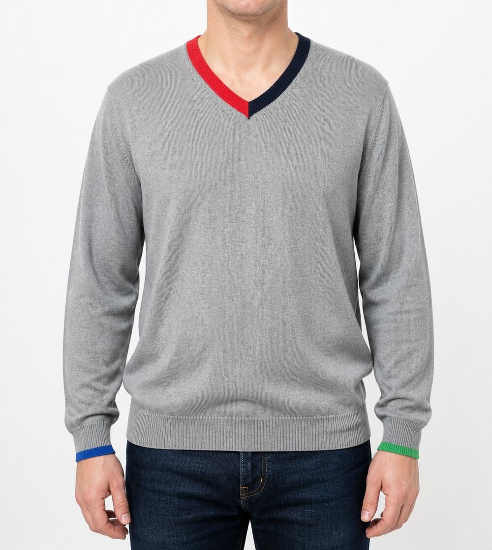 Vintage Brooks Brothers 1818 Sweater Mens XL Gray Long Sleeve V-Neck Supima